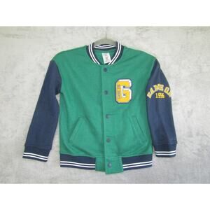 VTG 90s Game On 1996 Varsity Jacket Youth M 8 Green Blue Snap Button Retro
